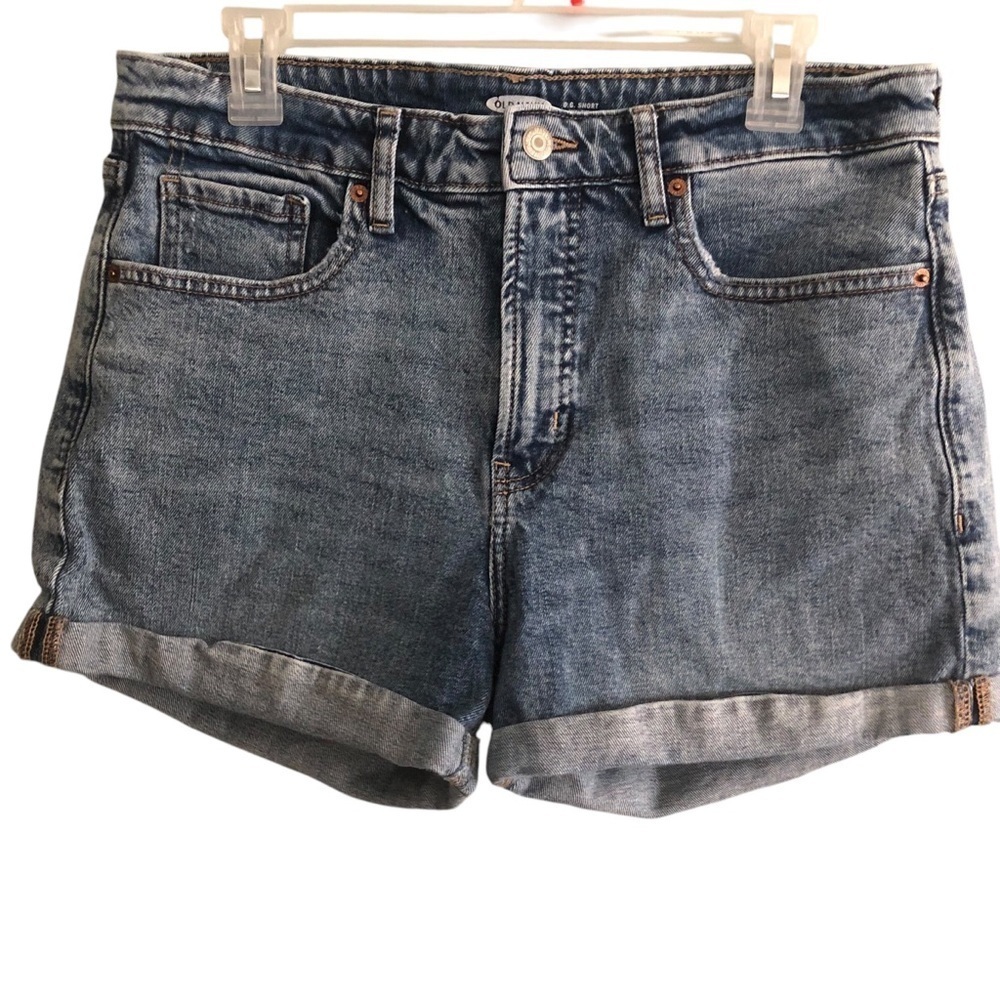 Old Navy OG High Rise Shorts Sz 12 Denim Jean Light Wash Cuffed Stretch Classic